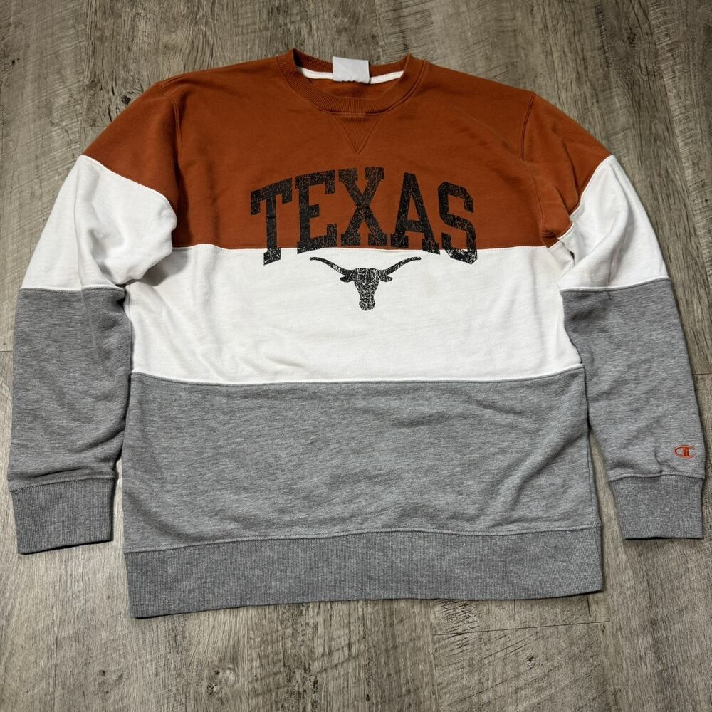 University Of Texas Longhorns Large Champion Crewneck Color Block Sweatshirt